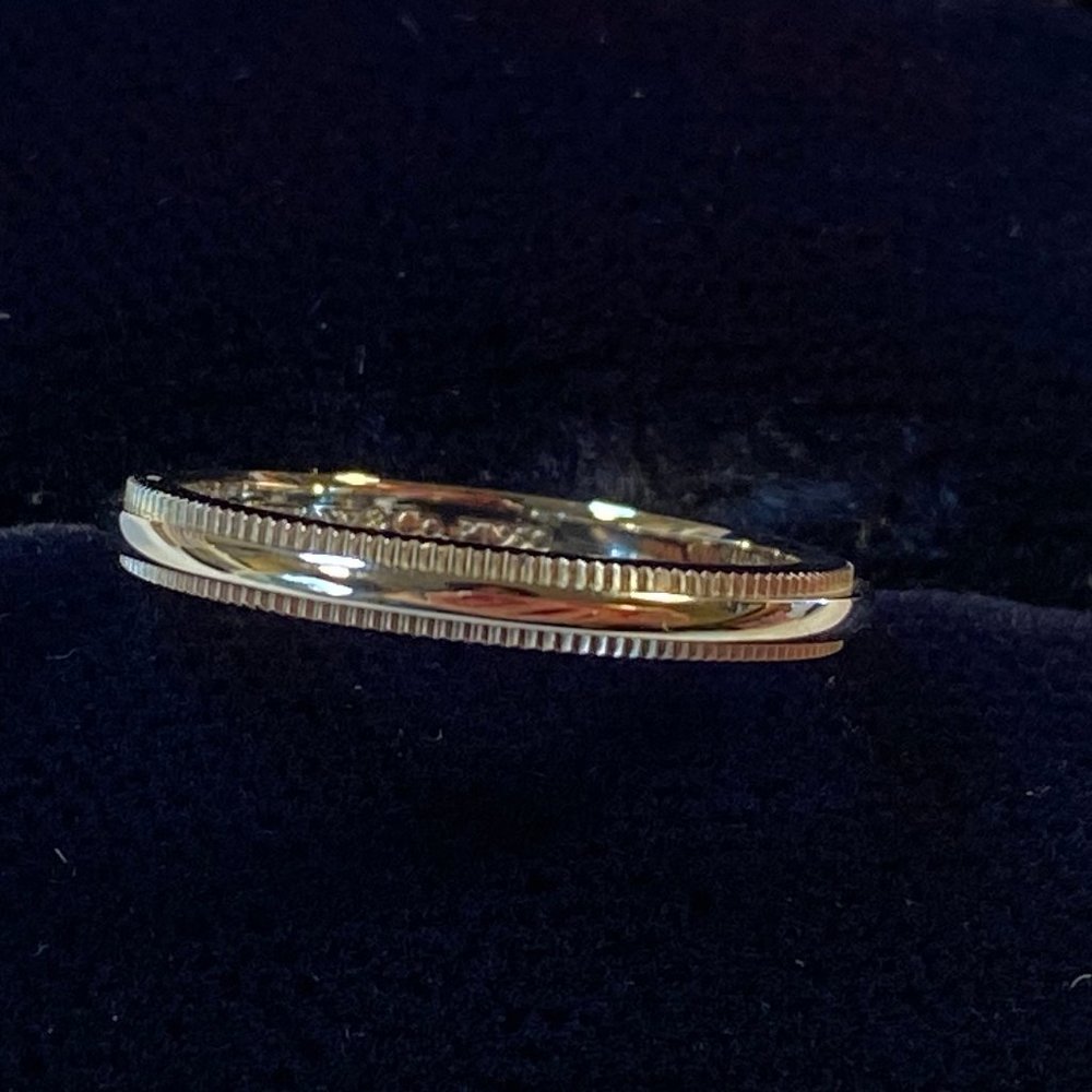 Tiffany & Co. Platinum 950 Milgrain Wedding Band 2mm Size 5.25